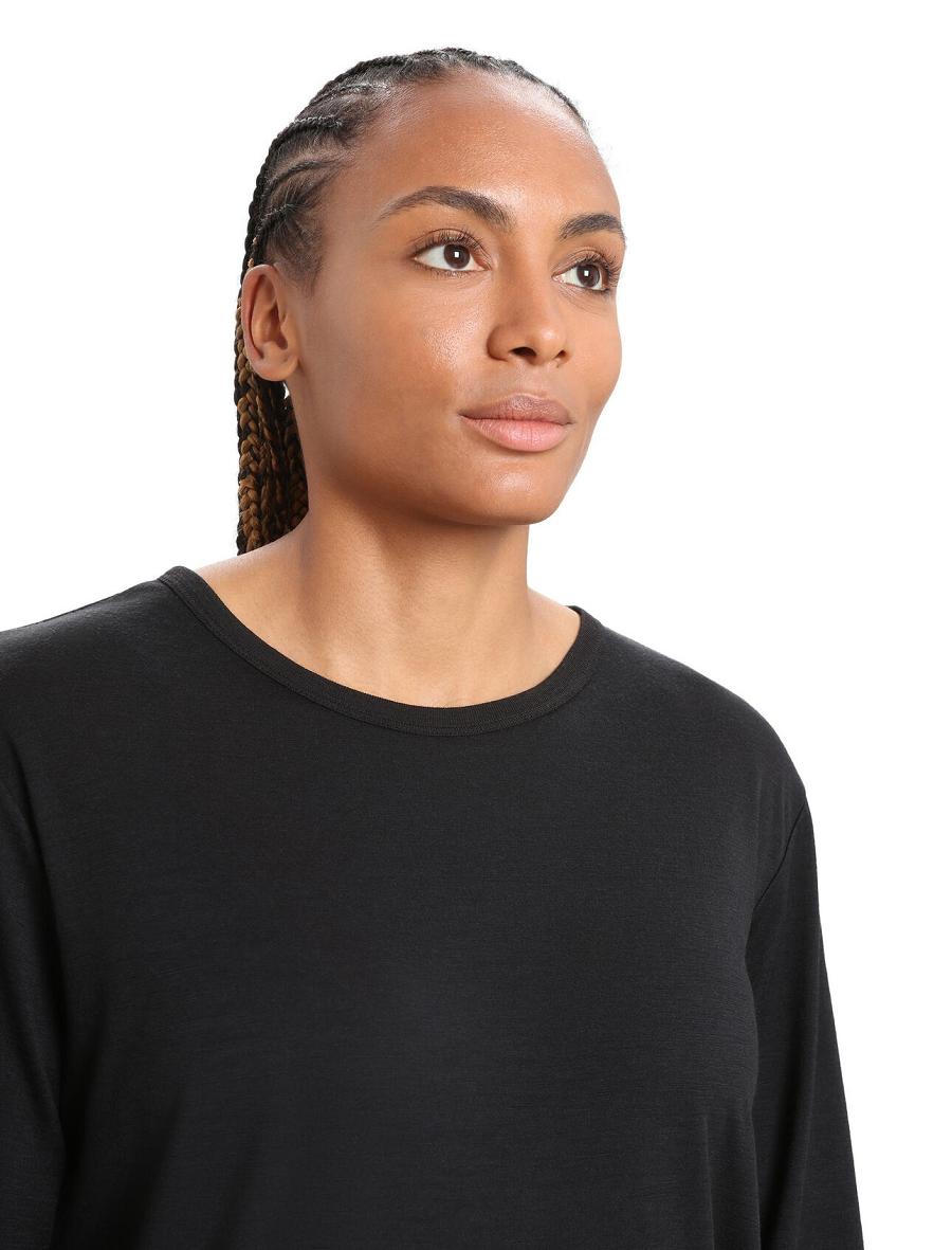 Long Sleeve Icebreaker Merino Granary T-Shirt Femme Noir | FR 1639GSOL